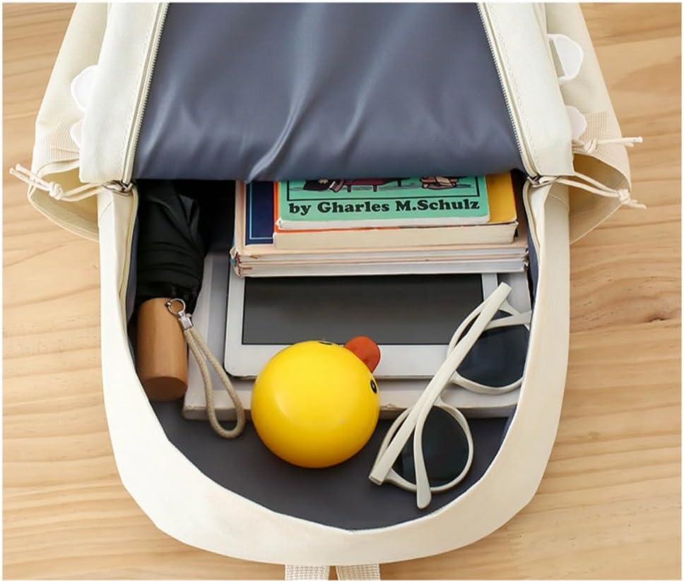 Miniatura 6 de Linda mochila con accesorios kawaii, juego de 5 bolsas estéticas impermeables, Azul, Casual