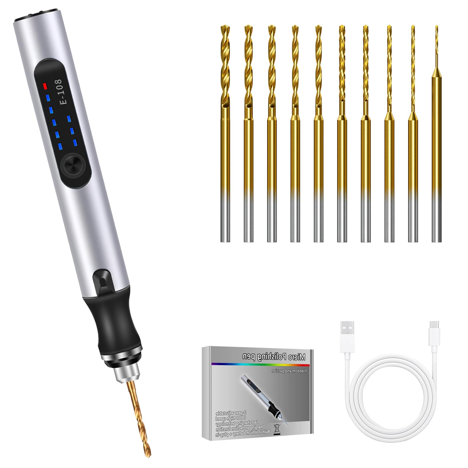 Mini Taladro de Mano Eléctrico, Vankarr 3 Velocidades DIY Micro Taladro Manual Precisión Herramientas bricolaje Girator…