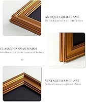 Vista 2 de ARPEOTCY Arte de Pared en Lienzo con Marco Dorado, 12 x 16 pulgadas, impresiones artísticas de tazas de café, decoración neutra retro para bar