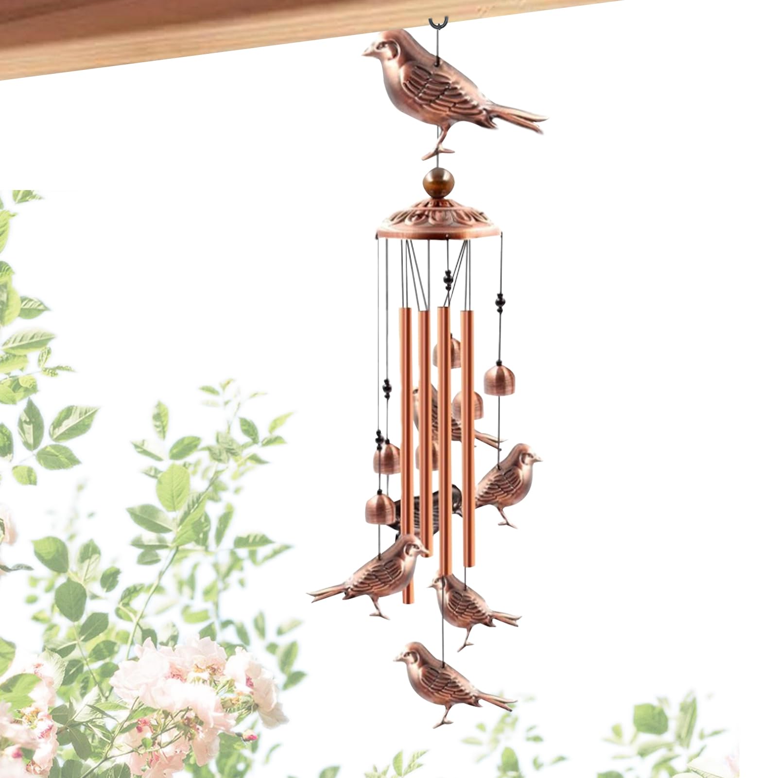 Carillons d'oiseaux pour l'extérieur et attrape-vent musical suspendu avec crochet