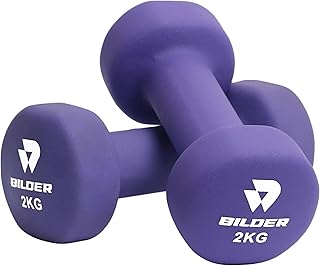 BILDER - Paire de haltères de gymnastique de 2 kg, de forme hexagonale et de surface antidérapante, avec revêtement en néoprène pour entraînement à faible intensité et exercices de tonification