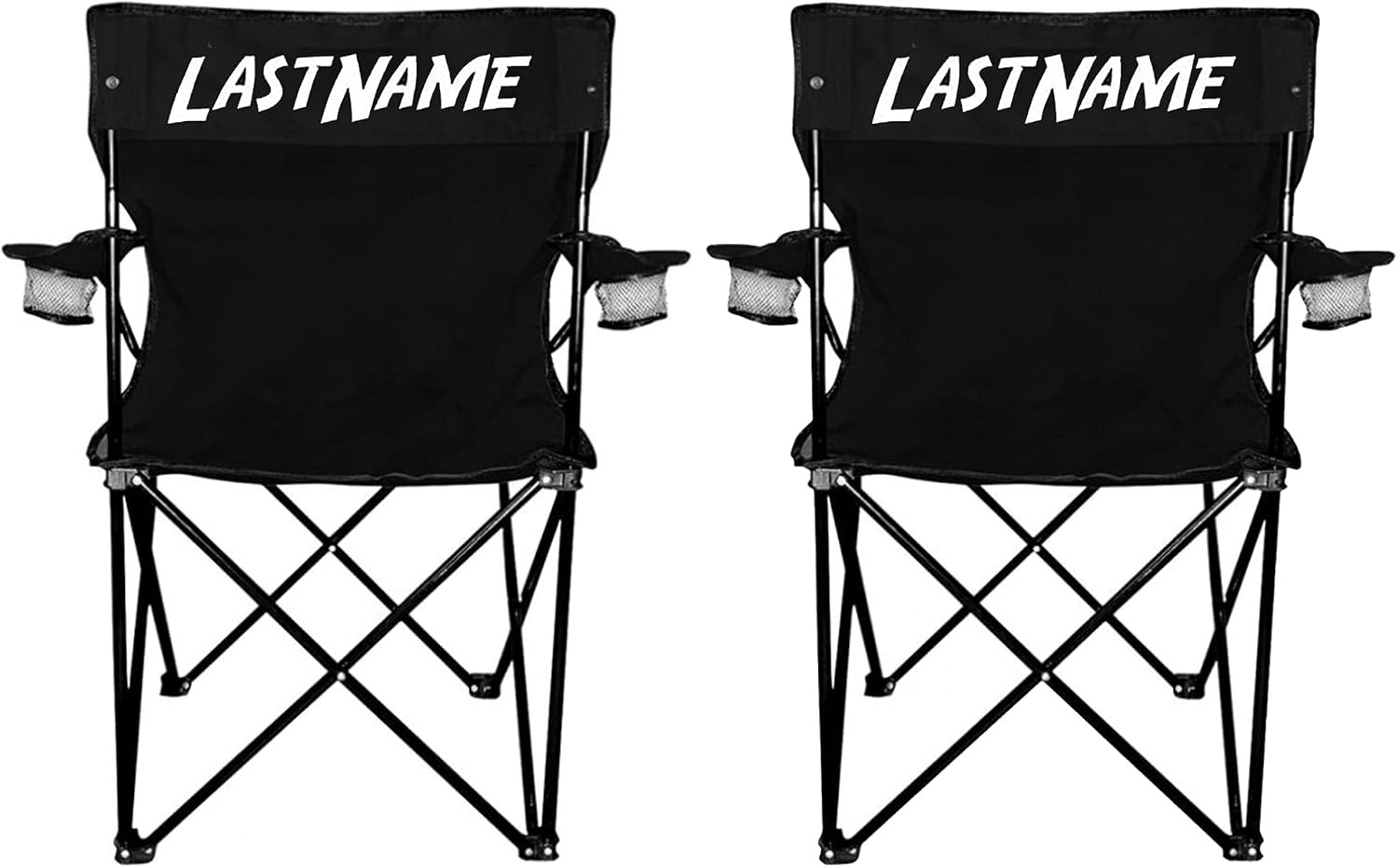 Custom Last Name Folding Chair Set of 2- Custom Wedding Gift Black Camping Chair with Carry Bag