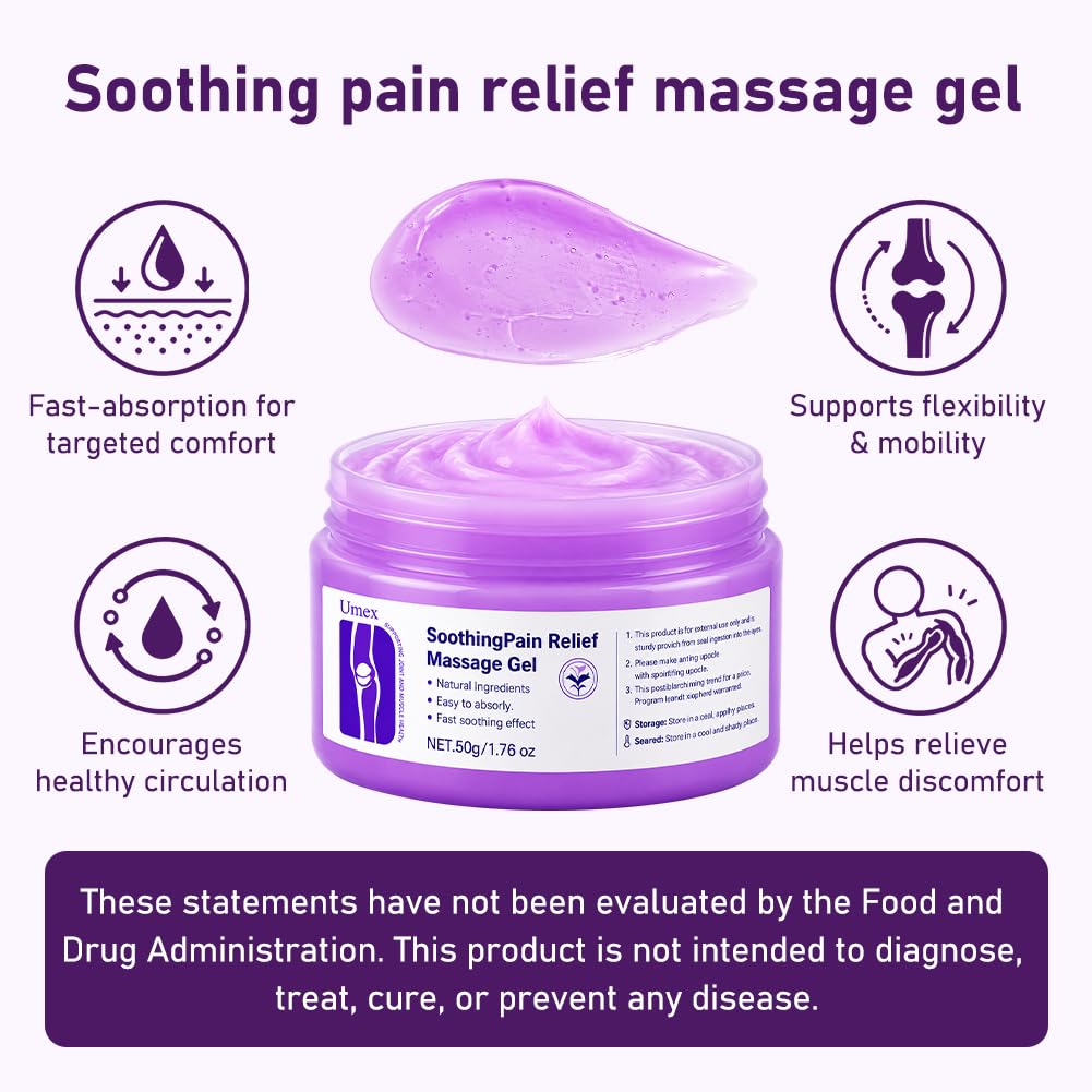 Umex - Gel per massaggio lenitivo per articolazioni, colore: viola lenisce ginocchia, collo, mani, piedi e schiena, confezione da 2