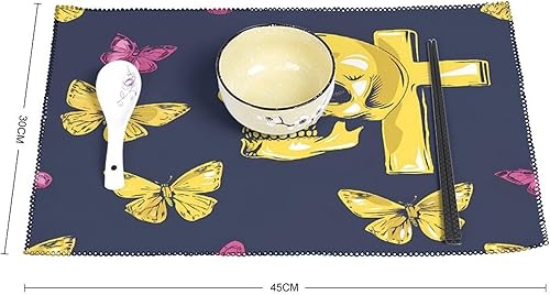 Miniatura 2 de Crosss Skull Navy Placemats Set of 6 Resistant Table Mats Washable Place Mats for Dinner Party Table Decoration