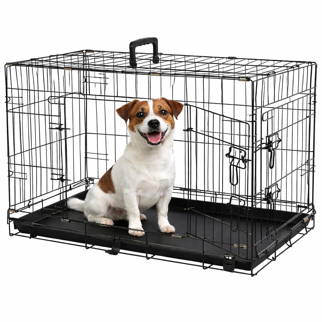 Flamingo Cage pour Animaux Mezo - Taille M - 77x47x55 cm - Pliable, Robuste et Facile à Nettoyer - Idéale pour Beagle, Bouledogue Français, Cocker Spaniel et Schnauzer