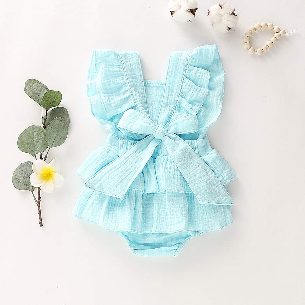 Dongci Enterizo con volantes para recién nacidos para niñas recién nacidas, ropa de verano Outifis - azul - 0-3 meses
