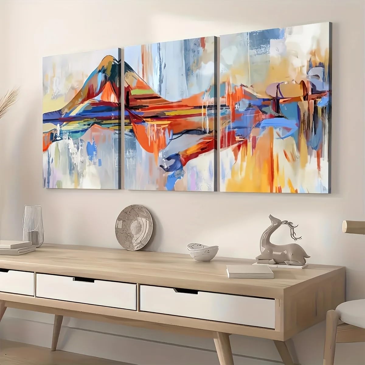 GKUVBF Quadri su tela in stile moderno con figure astratte, stampe di moda, ideali per decorare soggiorno, ufficio (50x70cm x 3/senza cornice)