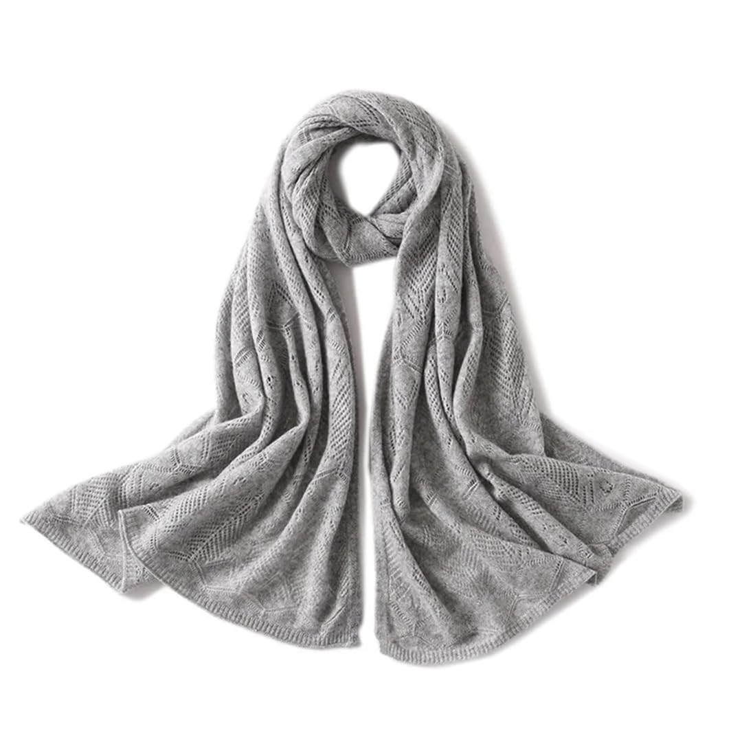 Otoño Invierno Mujeres Cachemira De Punto Bufanda Color Sólido Poncho Hueco Cabos Señora Bufand