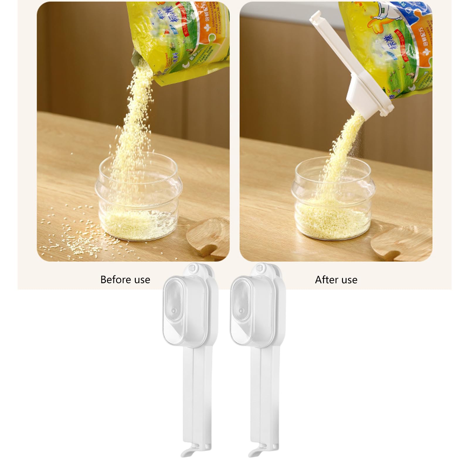 Ldabrye 2pcs Bag Sealers with Pour Spout Milk Powder Snacks Sealing Clips Practical Kitchen Accessories