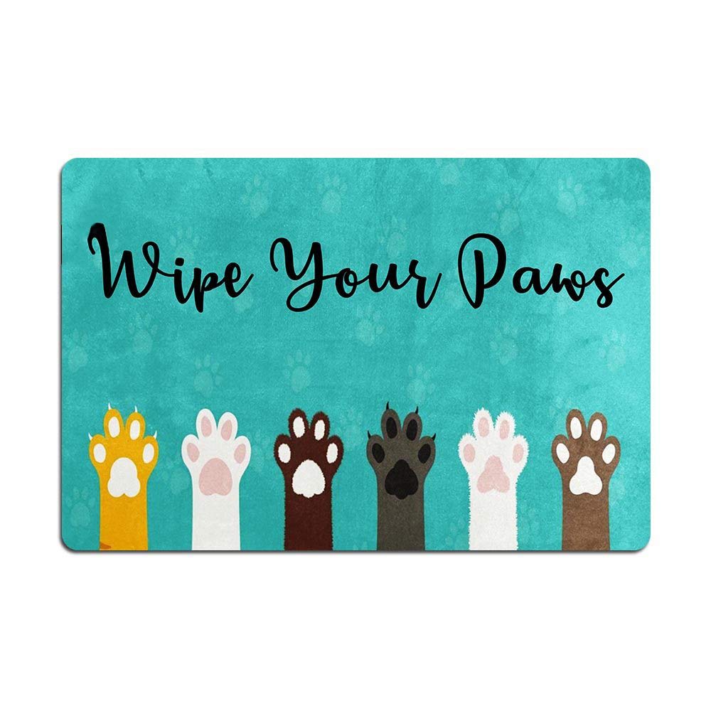 Eureya Cartoon Cat Paws Kitten Wipe Your Paws Entrance Floor Mat Funny Doormat Door Mat Decorative Indoor Outdoor Doormat 40X60cm
