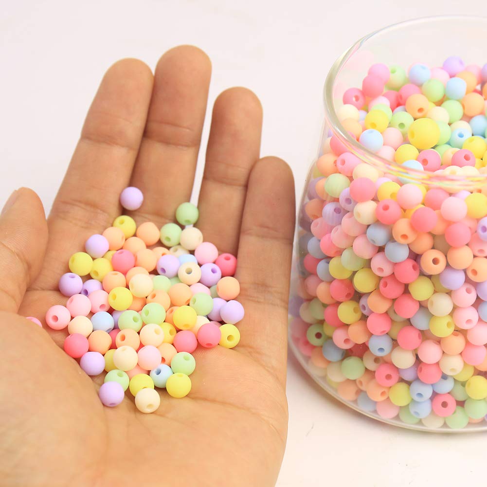 DAHI 1780pcs Matte Round Beads Acrylic Beads Matte Frosted Round Bead Candy Color Frosted Bead for Crafts Jewelry Making(Colorful Matte beads6mm) - Image 3