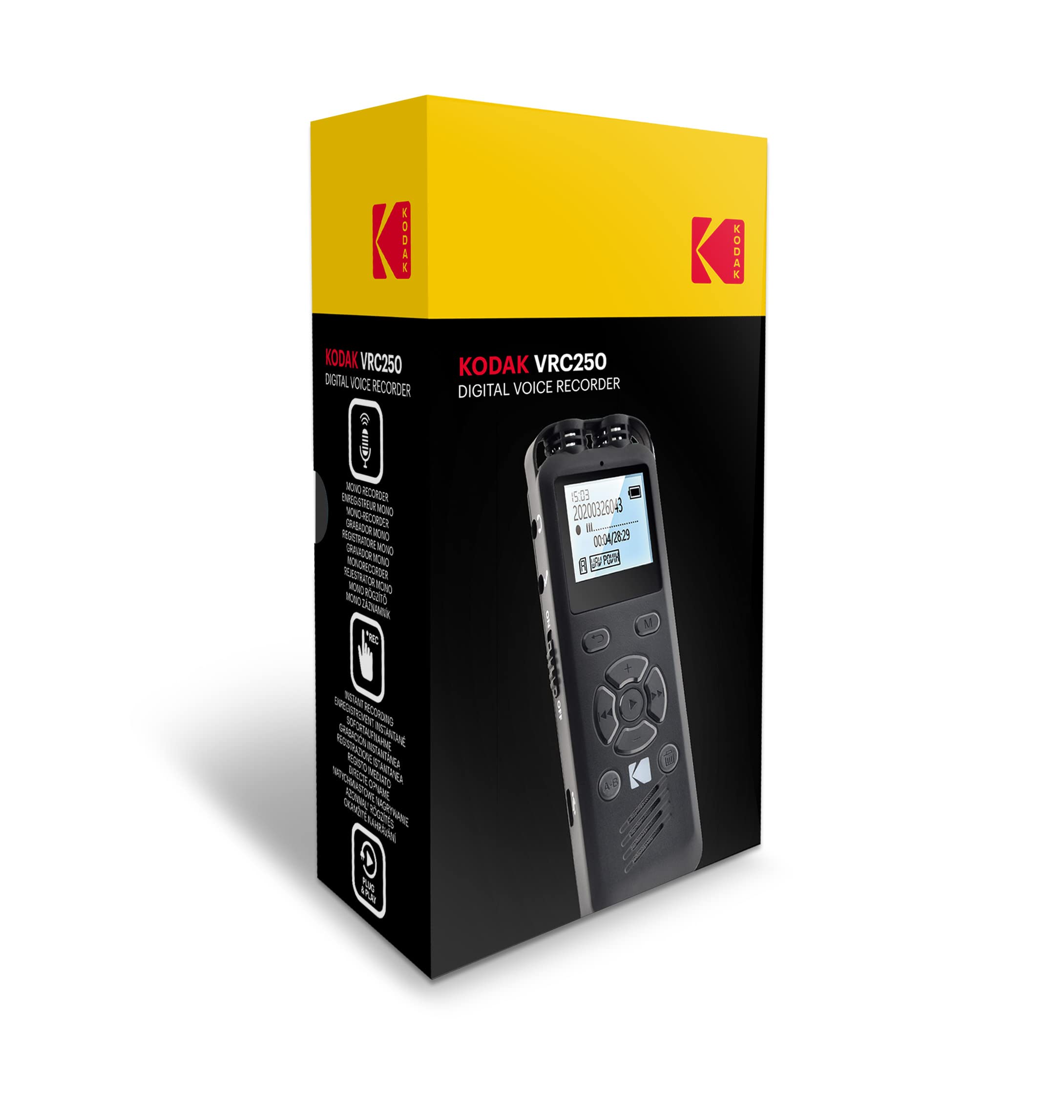 KODAK VRC250 - Dictáfono Digital Digital VRC350-8 GB, Color Gris