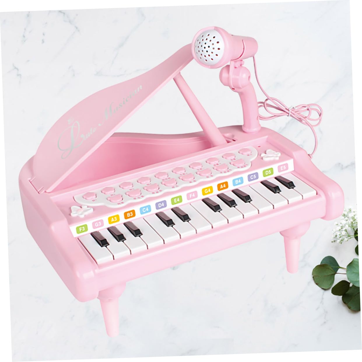 Pianola Elettronica Multifunzione con Microfono, 1 Pezzo | Plastica Rosa, Volume Regolabile, Giocattolo Educativo per Ragazzo Ragazza e Ragazzi