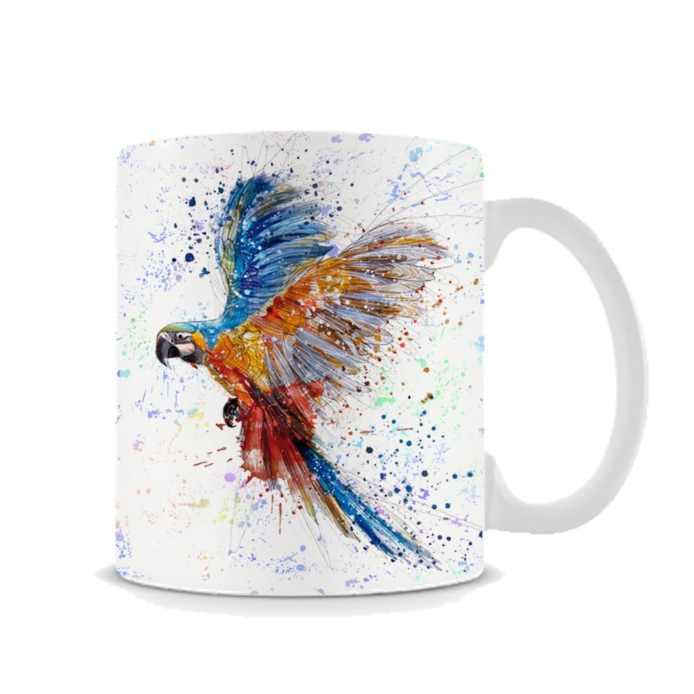 Getagift Parrot Design Water Colour Painting Rainbow Art Secret Santa Stocking Filler Birthday Office Work 11 oz White Mug