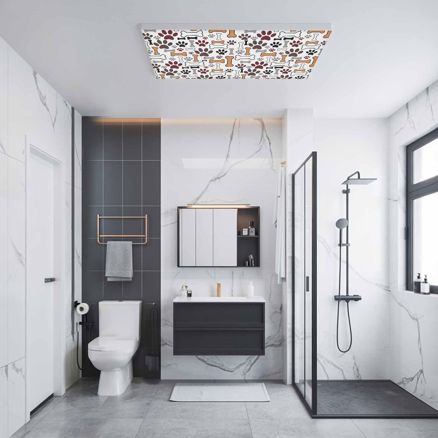 Dog Claws Fluorescent Light Covers for Ceiling Lights 4x2 feet,4 Pack Magnetic Light Filters for Classroom,Pet Cat Cartoon Cute Animal Bone Pawprints Fluorescent Lamp Shade Panel for Office School