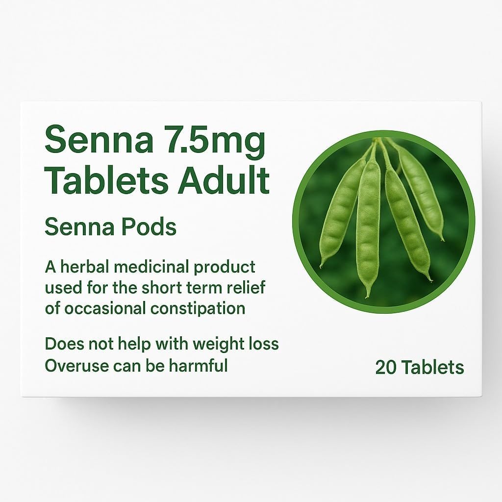 3 x Senna 7.5mg 20 Tablets - Constipation Relief (Three Packs) Effective Overnight Constipation Relief, Natural & Stool Softener for Adults, Supports Digestion, Eases Nausea