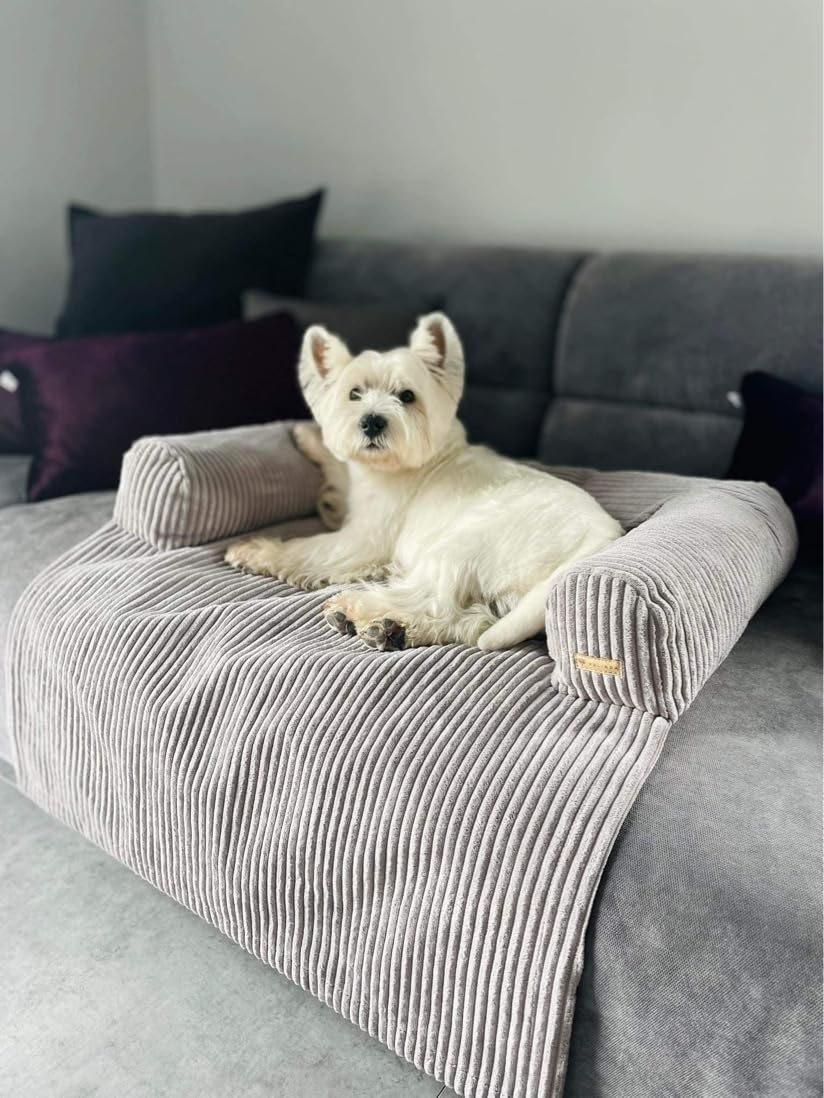Cuccia Divano Letto per Cani Animali Domestici Cuscino Lettino Morbido (Colore: Grigio (Velluto a Coste))