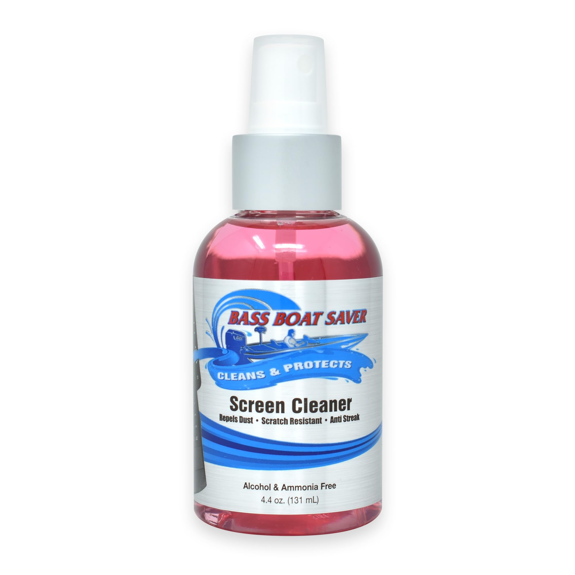 Bass Boat Saver Screen Cleaner - Rapid Hard Water Remover - Alcohol & Ammonia Free - Safe On Garmin Lowrance Humminbird Cellphone - 4.4oz Bottle