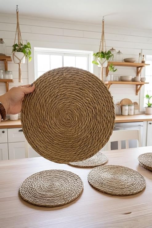 4’lü Doğal Hasır Amerikan Servis Masa Seti – 30 cm