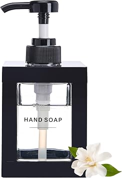 Hand Soap Dispenser Bathroom, 17 oz Modern Dish Soap Dispenser for Kitchen Sink, Small Plastic Soap Dispenser with Pump (Black)