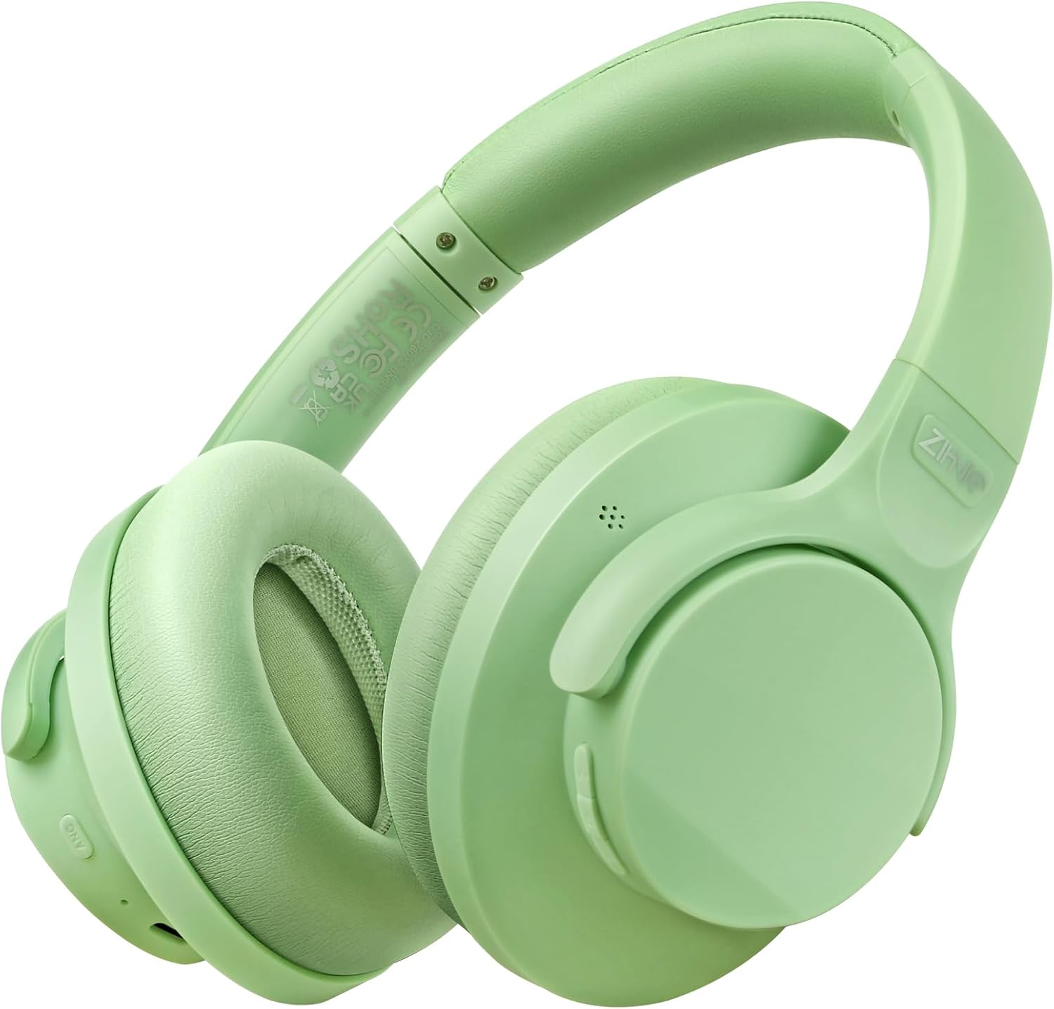 ZIHNIC Active Noise Cancelling Headphones, 60H Playtime Wireless Bluetooth Headset Low Latency-Green