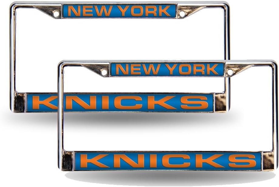 New York Knicks NBA Chrome Metal Laser Cut License Plate Frame - Set of 2 Frames