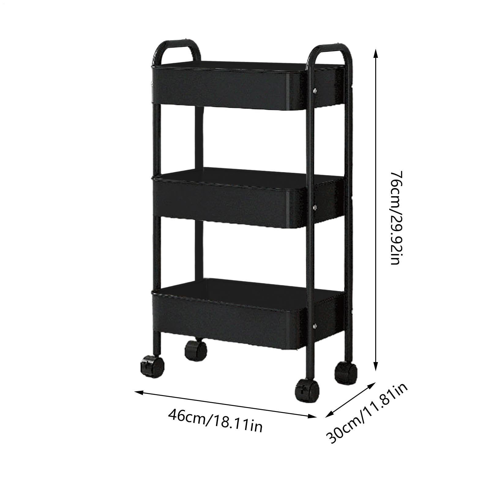Carrello portaoggetti con ruote, carrello multiuso a 3 livelli, 3 , con | Carrello meccanico a 3 livelli per cucina, camera da letto, bagno