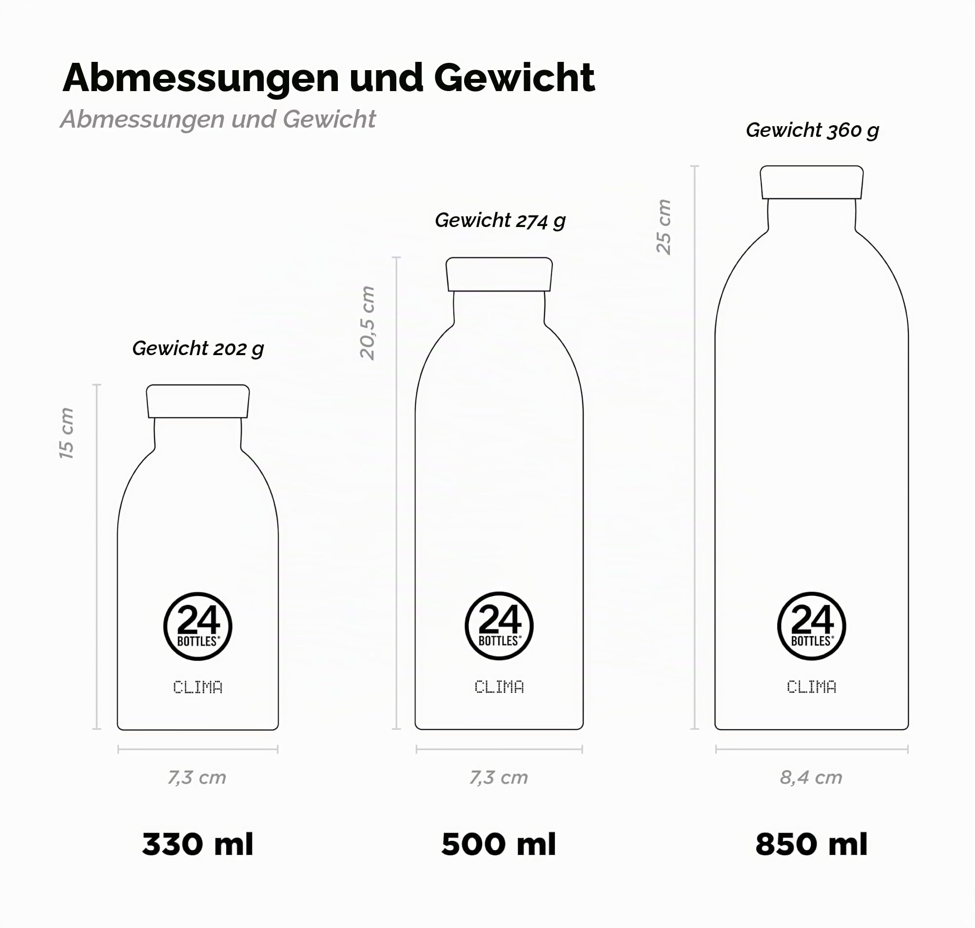 24Bottles Clima - Trinkflasche 850 ml, Thermosflasche 24h Cold und 12h Hot, Wasserflasche 100% Versiegeltem Deckel, Umweltfreundliche Trinkflasche Edelstahl, Trinkflasche Sport, Brushed Steel