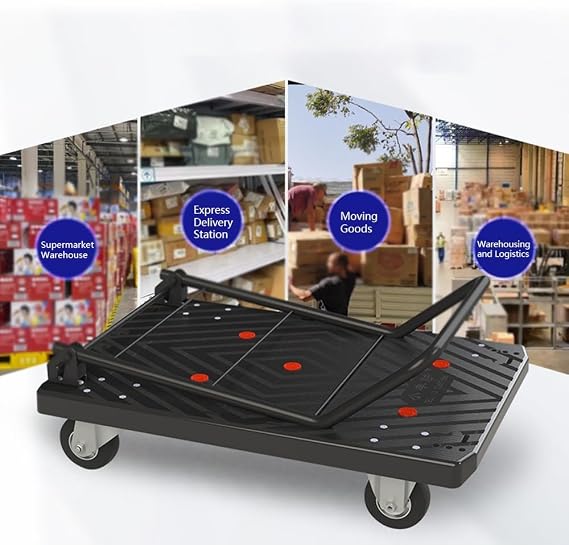 Hand Truck Household Folding Portable Flatbed Trolley Handcart Courier Transporter Portable Trolley Cargo Trailer Folding Cart