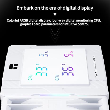 Thermalright Peerless Assassin 120 Digital ARGB White CPU Air Cooler, Digital Screen Top Cover,6 Heatpipes Computer CPU Cooler, for AM4/AM5,Intel LGA1700/1851/1150/1151/1200, PC Cooler-White ARGB