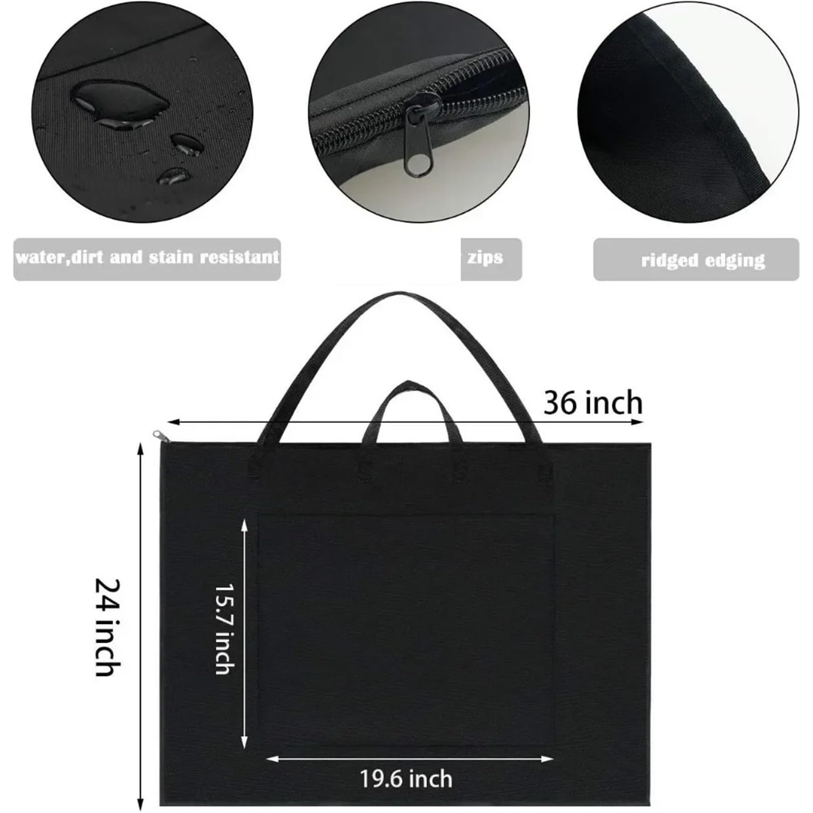 Cartella Portadisegni Borsa a tracolla in nylon, 24 "X 36" leggera e impermeabile, porta poster, cartella portadocumenti for poster artistici(Silver 1 Pack)