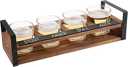 Vintage Piece Beer Flight Board Tasting Sampler Set - Beer Gifts For Couples