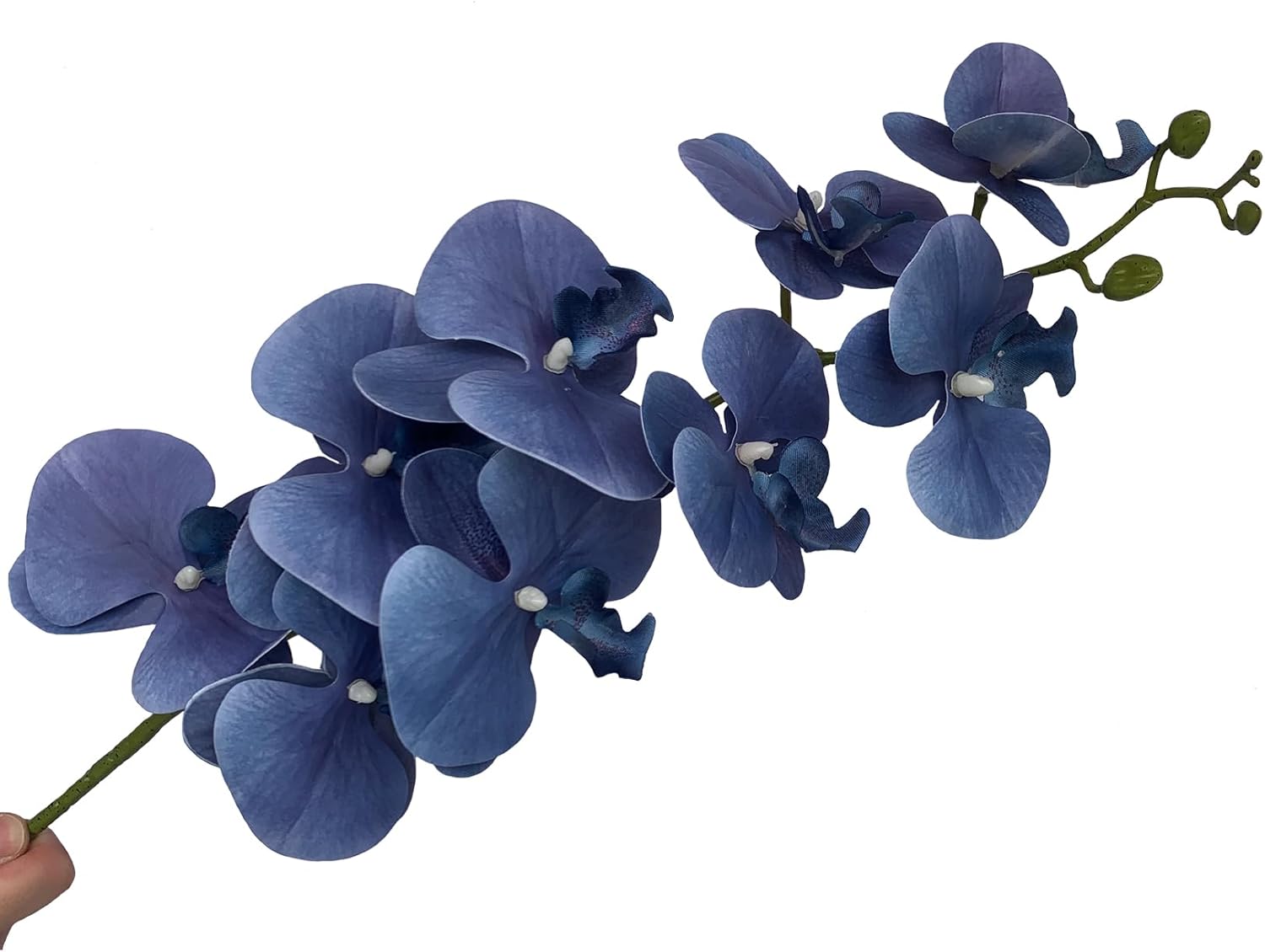 FagusHome 9 Heads Artificial Phalaenopsis Flowers 4 Pcs Artificial Orchid Flowers 42 inch Stem Plants for Home Décor (Dark Blue), FH1000144
