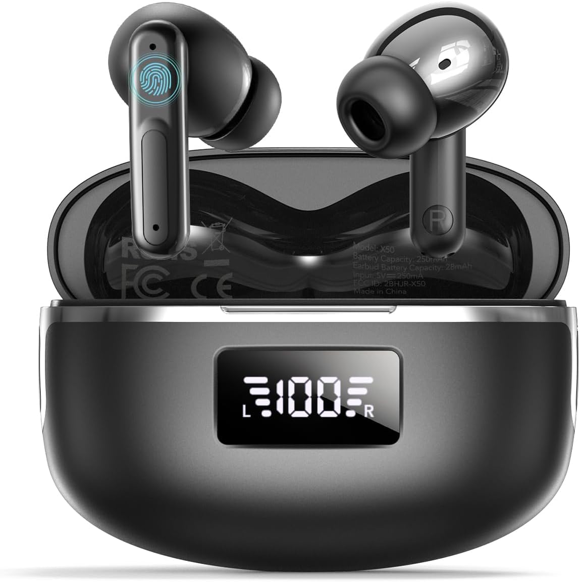 Traduttore auricolare AI, traduttore vocale 3 in 1, cuffie 134 lingue con app, 5 modalità di traduzione in tempo reale, auricolari traduttori, 60H Bluetooth 5.4 Translator Earbuds per apprendimento