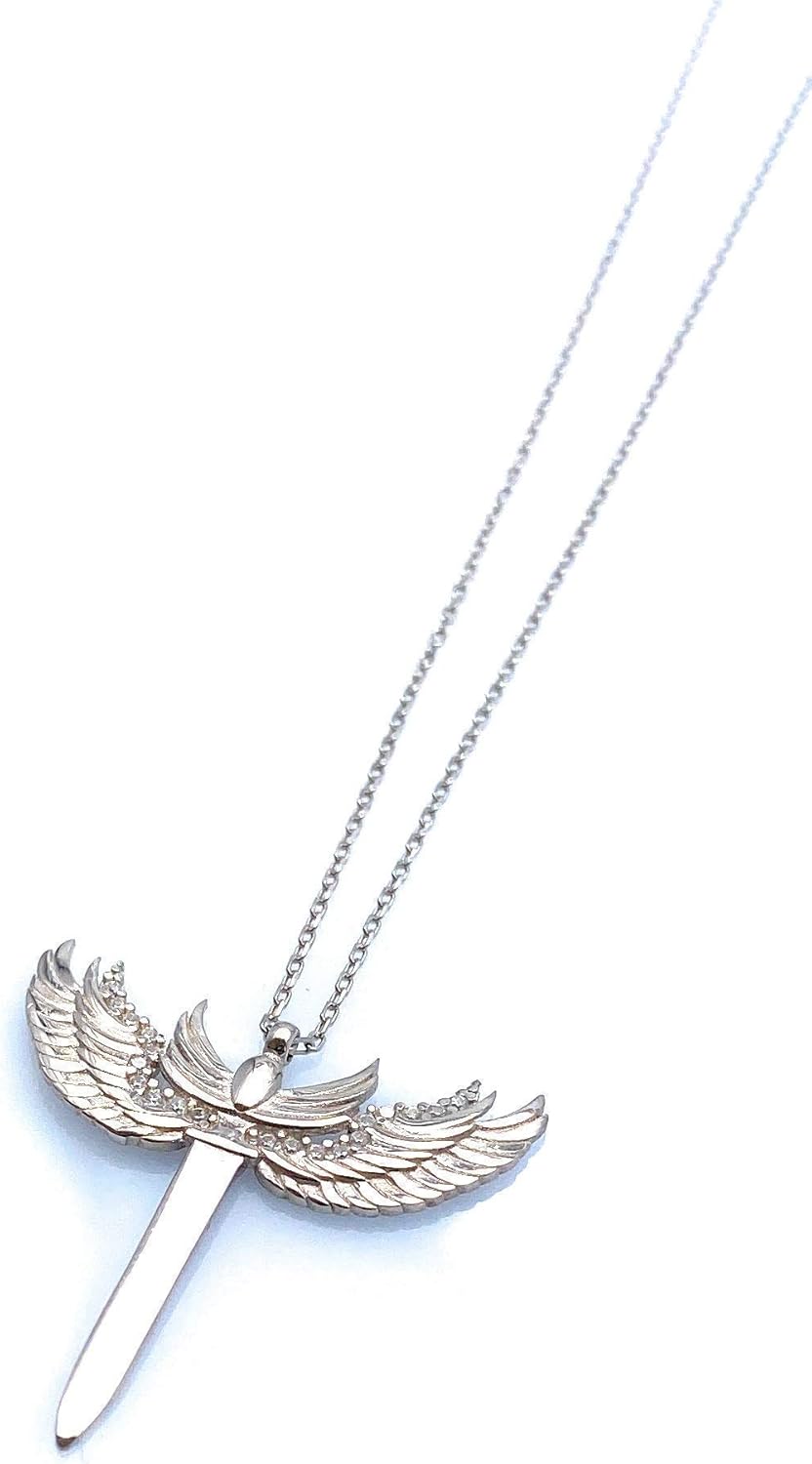 Archangel Michael’s Sword Pendant Sterling Silver with White Stones, Spiritual Protection Necklace, Perfect Gift for Faith & Inspiration - Image 2