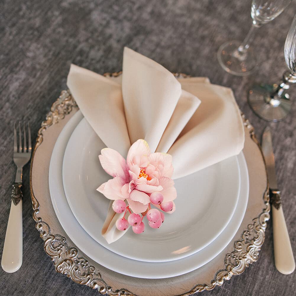 Ronds De Serviette Fleur HuaLiSiJi - 10 Pièces Violet - Décoration Table Élégante Pour Mariage, Fête
