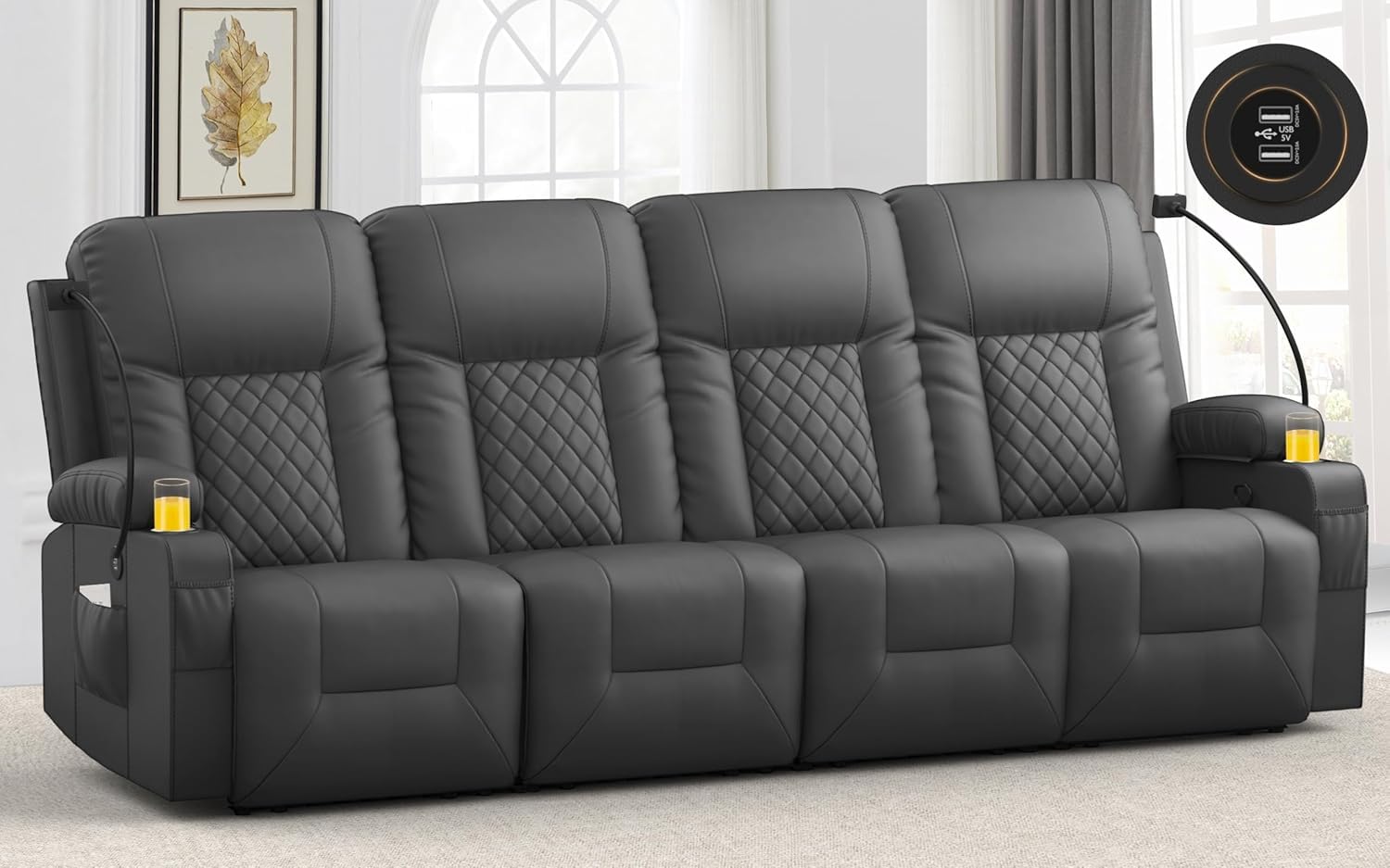 YONISEE 4 Seat Recliner Sofa