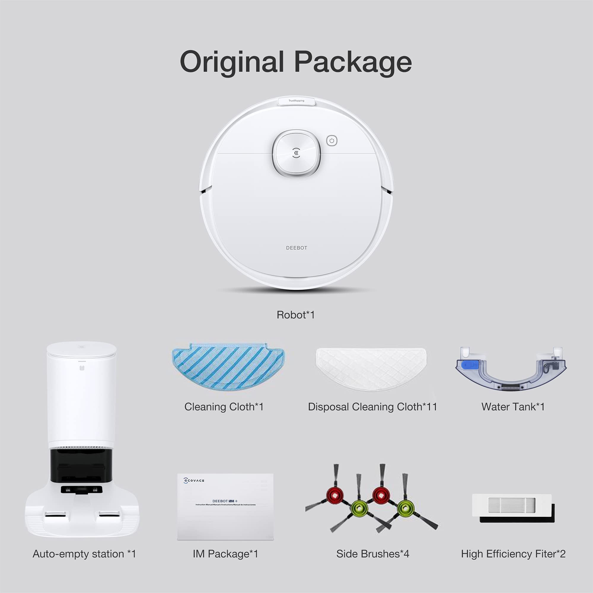 ECOVACS DEEBOT N8+ Saugroboter mit Wischfunktion 2300Pa (2,5L Absaugstation, dToF Lasernavigation, Teppicherkennung, Raumreinigungsplan, Kartierung mehrerer Etagen) für Tierhaare Teppich Hartboden