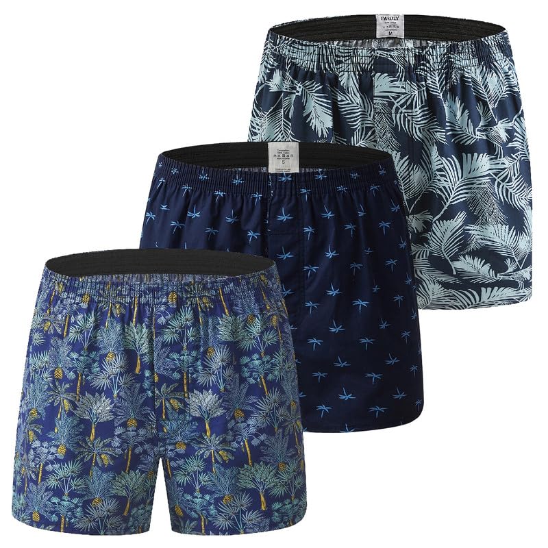 Hialegion Boxer Short américain Hommes Boxer pour Boxer Large Caleçon Homme Slip Le Plaisir de L'imprimé 3 Pack M