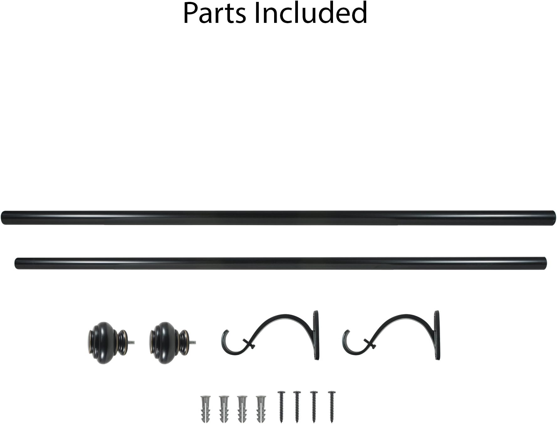 Decopolitan 1-Inch Urn Single Window Treatment Rod Set, 18 to 36-Inch, Antique Bronze