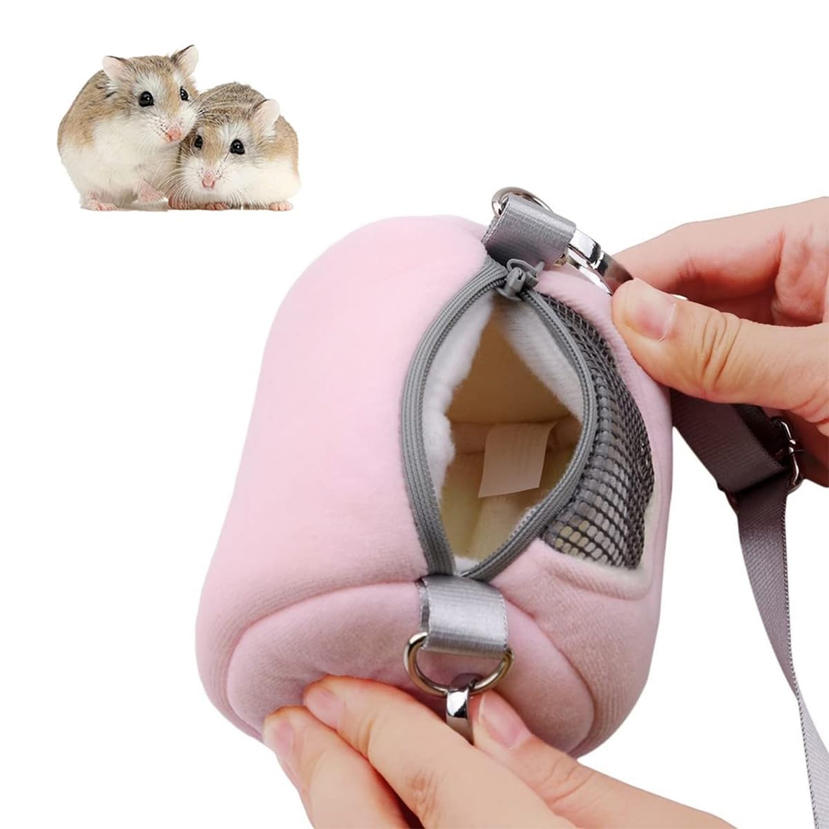 Sac de transport pour hamster de voyage Sac pour hamster d'extérieur chaud Cage de voyage respirante pour petits animaux avec sangles réglables pour petits hamsters et gerbilles