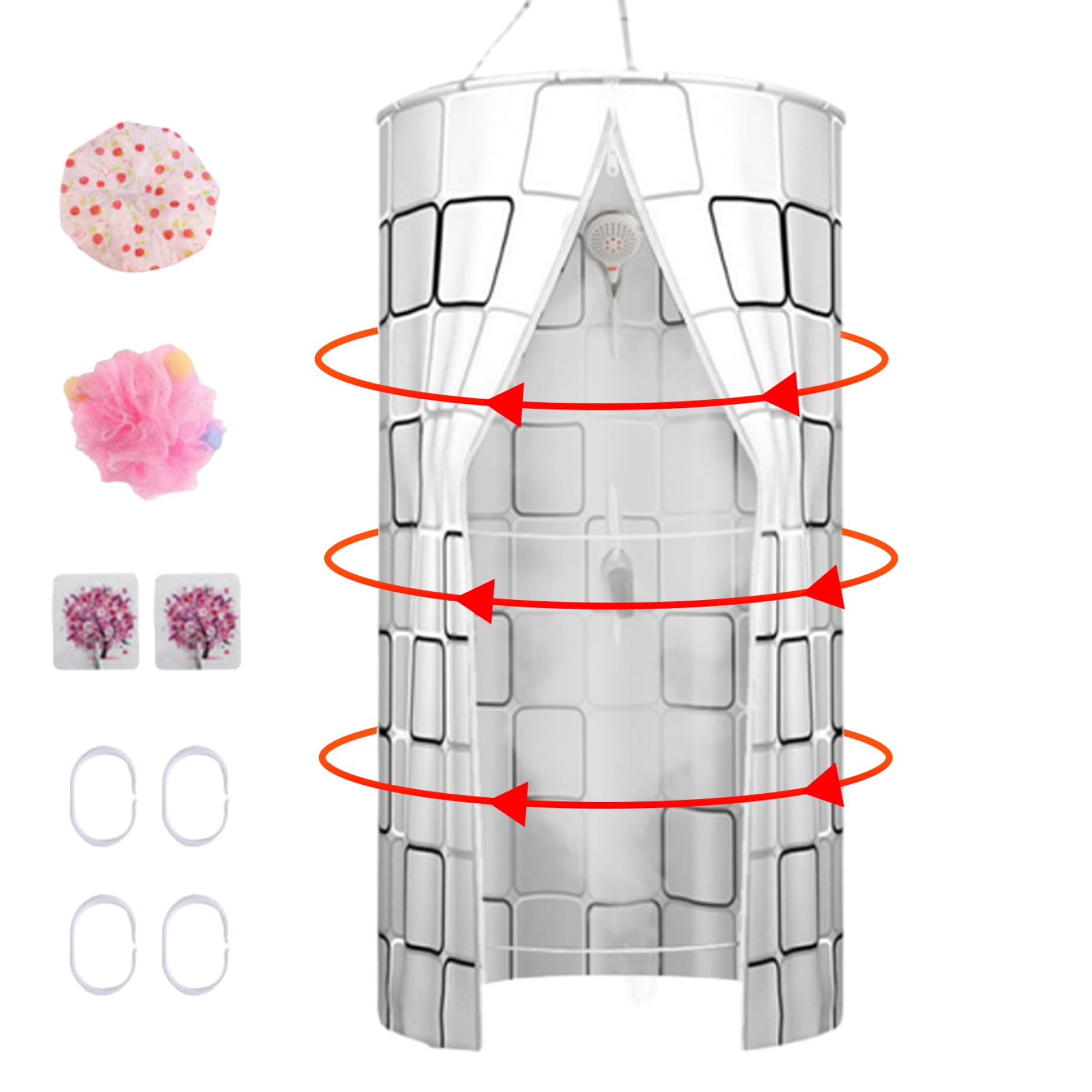 Winter Duschvorhang 39 x 79 Zoll, Kälteisolierung & Wasserdicht, Runder Dome Design mit Doppelreißverschluss, Hängender Winter Duschvorhang