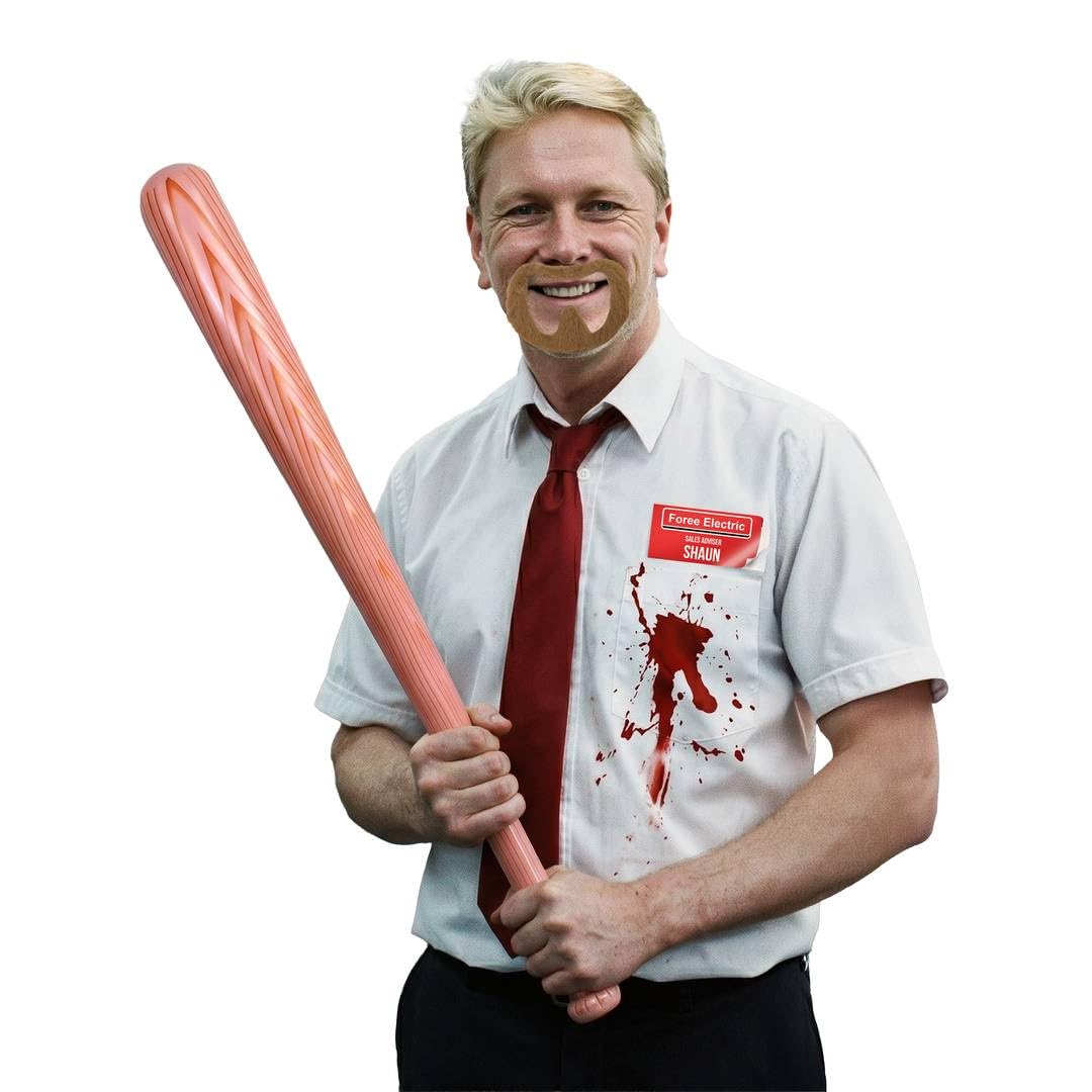 I LOVE FANCY DRESS Adult Zombie Halloween Costume Accessory Set - Bat, Blood, Badge, Tie & Beard