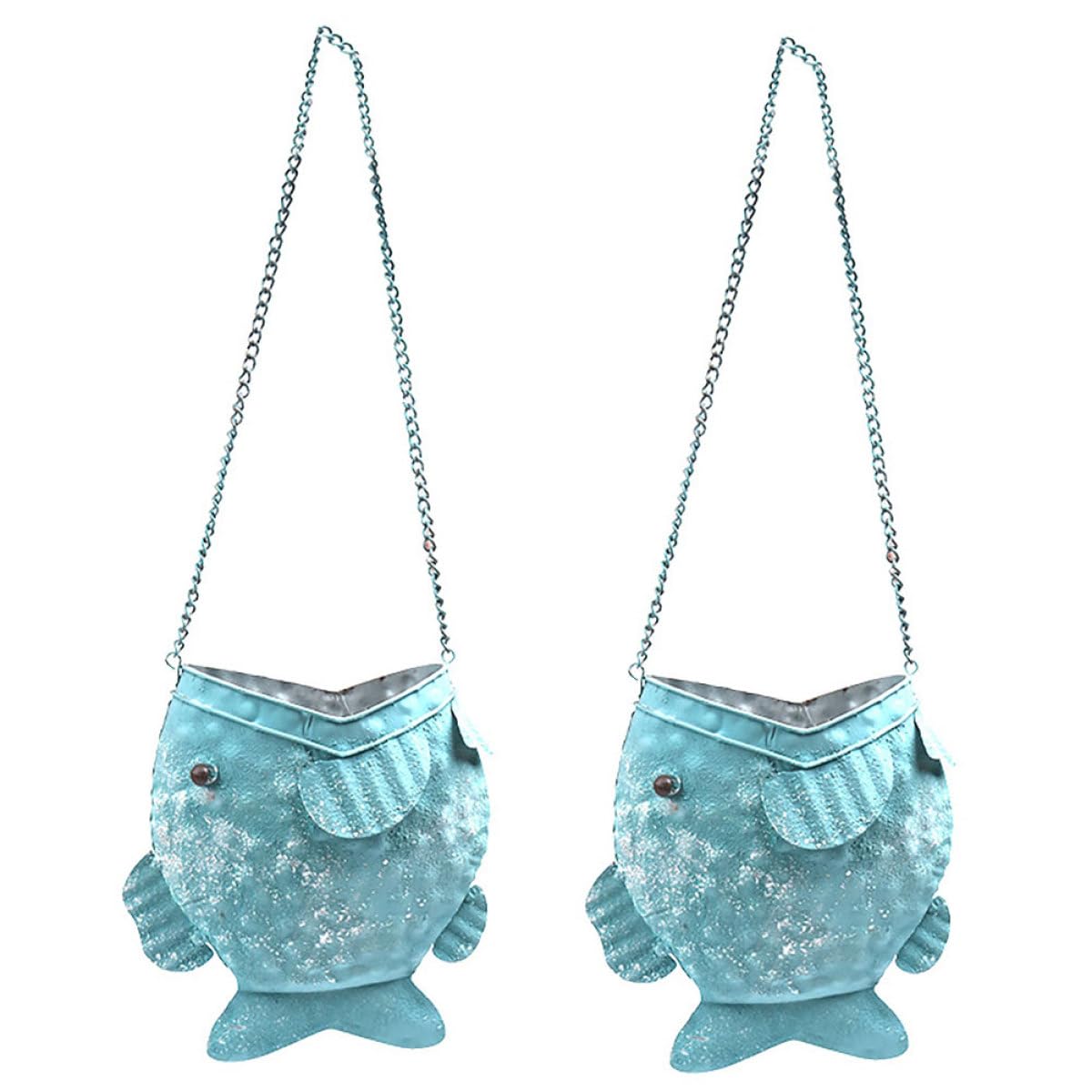 Cesto da Parete Portafiori Bordi Arrotondati in Ferro a Forma di Pesce 2 Pezzi per Composizioni Floreali Eleganti Decorazione per Balcone e Ufficio