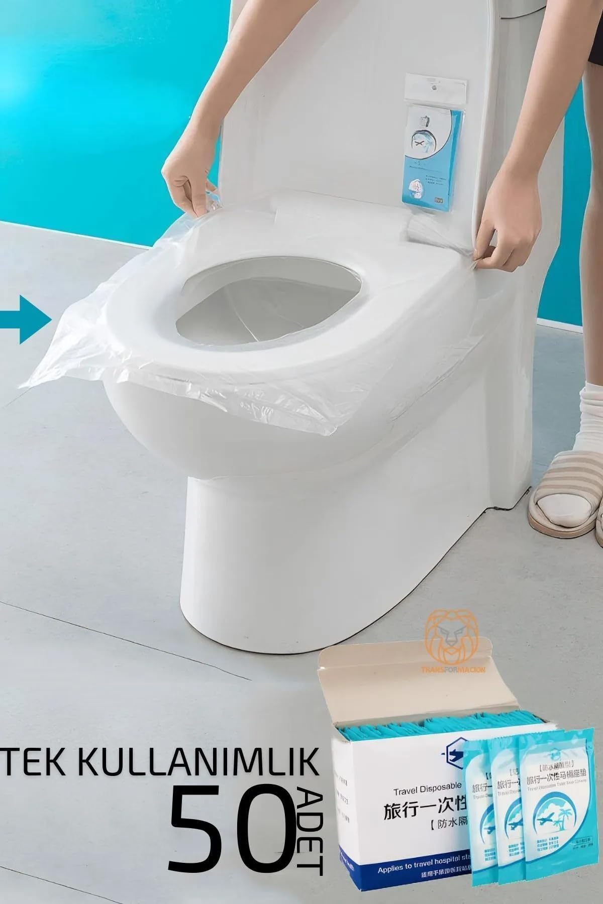 Klozet Kapağı Kılıfı Hijyenik Seyahat Tek Kullanımlık Klozet Wc Örtüsü 50 Adet