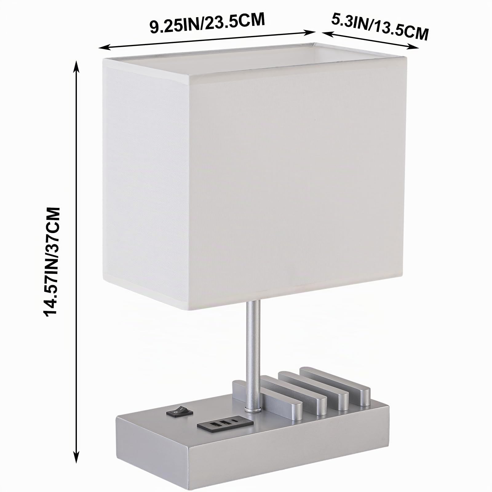 Briever Lampada da comodino USB, lampada da scrivania con 3 porte di ricarica USB e dock di ricarica per telefono, stazione di ricarica e organizer in legno, luce perfetta per camera da letto