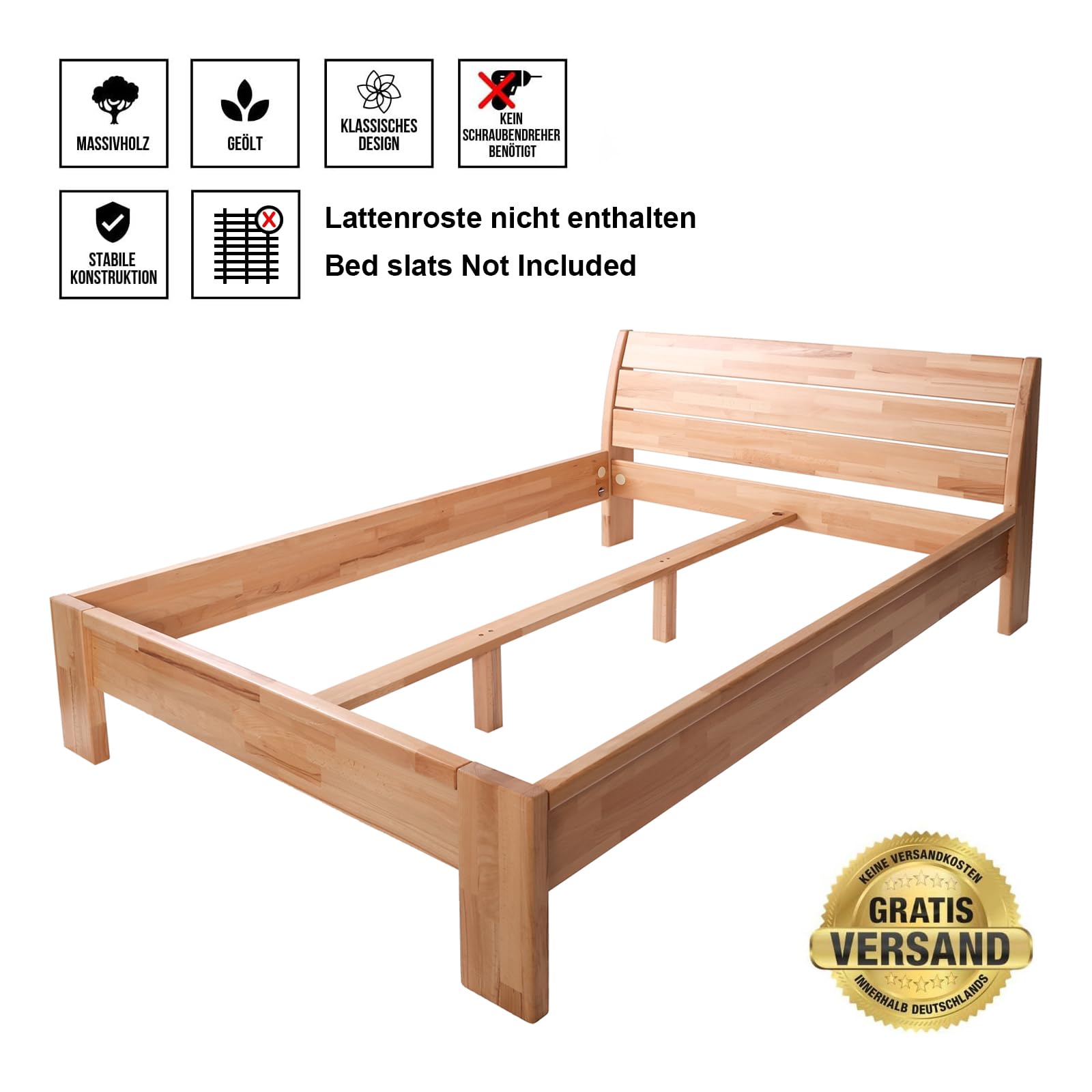 Krok Wood Massivholzbett Alice in Buche (200 x 200 cm)