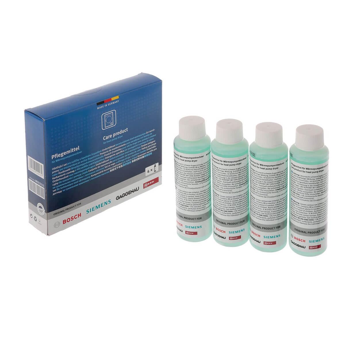 Pack de Mantenimiento para Secadoras compatible con Bosch Siemens Gaggenau Neff | Limpia y Elimina Olores | 4 unidades de 125 ml - 00312111
