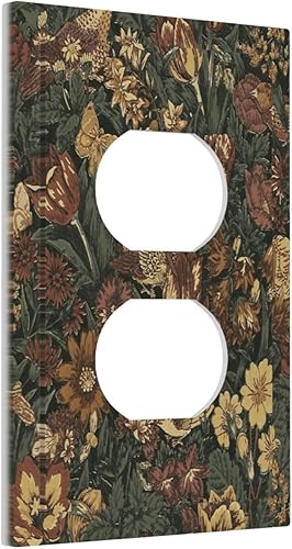 Miniatura 127 de Cubierta de interruptor de luz de palanca doble de 2 cuadras, color rosa, hongos, flores, placa de pared, placa frontal eléctrica, retro, años 70,