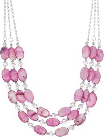 Layered Beaded Necklaces for Women Chunky Statement Necklace Silver Chain Fashion Jewelry Gift for Her